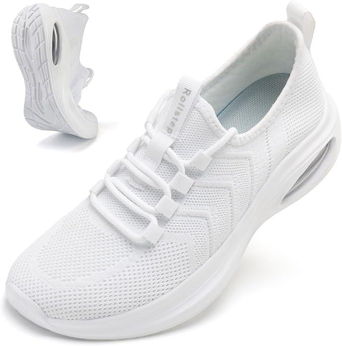 Wide Toe Box Shoes Women Extra Wide Width Sneakers Air Cushion Road Running Shoes Ultra Light Tennis Gym Workout Training Shoes Breathable Walking Shoes with Arch Support 42/11 wide