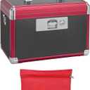 Secure Medicine Lock Box with Key, Childproof Metal Medication Storage Organizer for Home & Travel, Layered Aluminum First Aid Box, Portable & Durable  11.2" x 7.6" x 7.6" Black & Red (Medium)