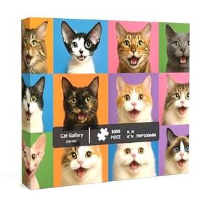 Tomzio 1000 Pieces Jigsaw Puzzles for Adults, Animal Series - Detailed Wildlife Art, Educational Family Game, Large 28" x 20", Great Gift for Animal Lovers & Home Decor（Cat Gallery）