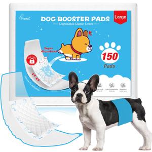 Dog Diaper Liners for Dog Diapers Male and Female 150ct Super Absorption Disposable Booster Pads for Most Reusable Pet Belly Bands, Washable Puppy Diaper Wraps