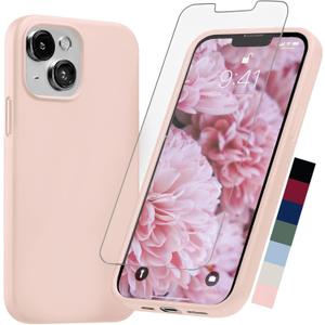 Compatible with iPhone Cover 13 Case Silicone with Screen Protector - Pink