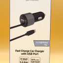 ZGEAR Fast Car Charger For W/ USB Port - 17 Watt 6 Foot Coil Cord