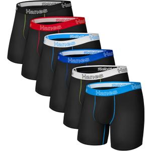 Hanes Men's Boxer Brief Underwear Pack, Stretch Cotton Boxer Briefs for Men, Moisture-wicking, 6-pack (Large, Black Color Band - 6 Pack)