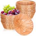 Zopeal 12 Pcs 7'' Woven Bread Baskets Bulk Plastic Round Woven Small Baskets for Gifts Empty Bread Serving for Food Fruit Easter Kitchen Restaurant Centerpiece Display Christmas