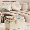 3-Tier Portable Medicine Cabinet Organizer, Empty Plastic First Aid Kit, Medicine Storage Box for Dormitory, Home, Travel, Family Emergencies (13.8*9.0*7.5 in)