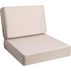 AAAAAcessories Outdoor Deep Seat Cushions, Foam Pillow, Waterproof, Fade-Resistant Patio Furniture Replacement Cushions, 24" x 24" x 5", Khaki Beige (24x24-19'' Mid Back-1 Count)