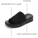 mysoft Women's Knit Platform Sandals Breathable Non-Slip Summer Slides (Black, 6.5)