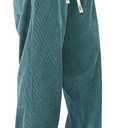 Mens Corduroy Casual Pants Fashion Loose Fit Wide Leg Pants Straight Sweatpants Elastic Waist Drawstring (Large, Peacock-blue)