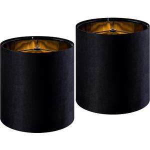GOSO Tall Drum Velvet Black Lamp Shades Set of 2- Lampshades for Table Lamps-9.8 * 9.8 * 10.8 inch (Spider) Small Drum Shade-Modern Lampshade-DIY Shade-Replacement,Easy Assembly-Handcraft-Rustic