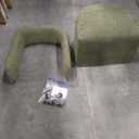 Upholstered Dining Chairs with Casters, Modern Barrel Side Armchair with Rollers for Dining Room, Bedroom, Kitchen, Reading Room, Green, Set of 2 (2 PCS - Assembly Required)