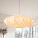 23.6in Large Lantern Pendant Lights Wabi Sabi Silk Light Fixtures White Simple Hanging Ceiling Lamp Chandelier for Living Room Dining Room Bedroom Foyer, 23.6"Width