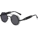 Steampunk Sunglasses Men Round Red Lens Punk Sun Glasses Black Metal Gothic Style Women UV400 Shades