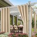 Waterproof Outdoor Curtain W52 x L84 - Grommet Top Sunlight Blocking Window Treatment Drapes Blackout Curtains for Home Bedroom Living Room Patio Porch Pergola Cabana Gazebo (Beige, 2 Panels)