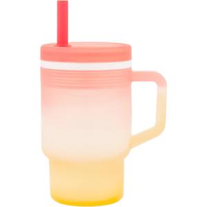 Infantino My 1st Tumbler, 9 Oz. Silicone Sippy Cup with Straw & Handle, Spill-Resistant Baby Cup for On-the-Go, BPA-Free Transition Bottle, Sunset Kiss