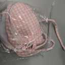 Women's Plaid Gingham Bathing Suit High Waisted Halter Triangle Swimsuit Bikini Set (Pink, XS)