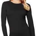 32 Degrees Heat Womens Ultra Soft Thermal Lightweight Baselayer Crew Neck Long Sleeve Top (Medium, Black)