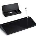 Varhomax Desktop Whiteboard with Storage, Desk Organizer Dry Erase Glass White Board to-do List Memo Notepad for Home Office and School Supplies (Black)