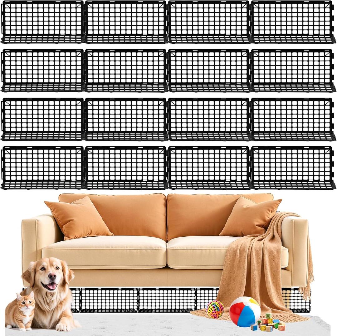 16 Pcs Under Couch Blocker for Pet Under Bed Blocker Adujstable Couch Barrier Sofa Blocker for Couch Bed