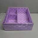 Drawer Organizer, Cube Baskets for Storage Shelves, Handmade Small Woven Basket, Shallow Storage Bins for Organizing Desk, Dresser, Kitchen, Pantry, Nested 7 Pack, Purple