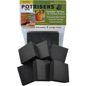 6 Pack Large 2" Wide x 3/4" Tall | Invisible Pot Feet & Plant Risers | Drainage & Airflow for Planters, Pots, Garden Decor | Patios, Decks, Gardens