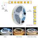 Tesfish 12V 2 in 1 LED Strip Lights, 16.4ft CCT Cold White + Warm White, Color Temperature Adjustable (2800K to 6500K) Light Strips IP20 Total 600 LEDs for Bedroom, Kitchen, Advertising Decoration