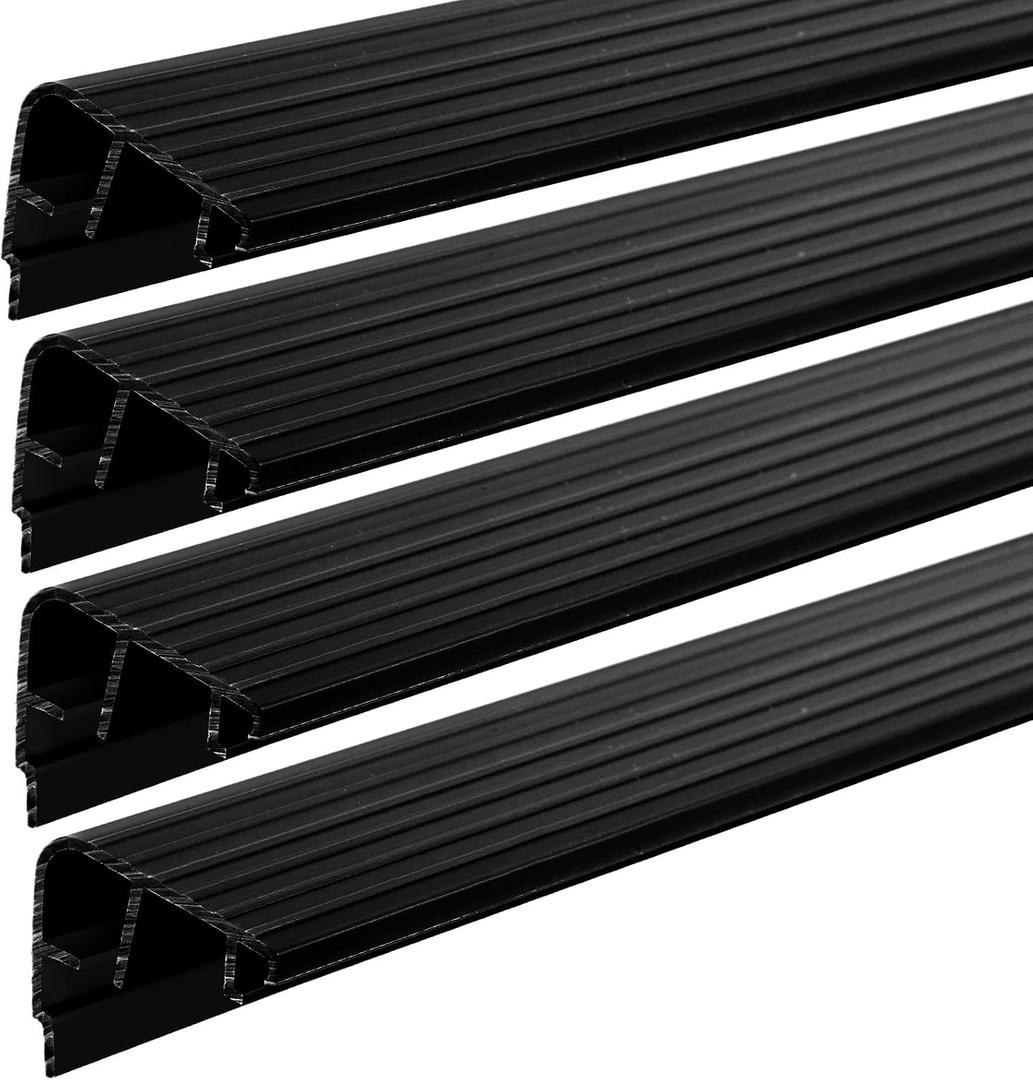 Pangda 4 Pcs 36" L Fixed Vinyl Sill Cap 1-3/8 Inches High Exterior Door Threshold Seal Replacement for Residential Door Trim-to-fit Fixed Vinyl Sill for Residential Entry Waterproof(Black)