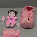 OUOZZZ 10" Soft Baby Doll Set with Plush Doll, Bassinet, Blanket and Bottle, Pretend Playset for Emotional Social Education Asian Doll for 2 Year Olds Girls Perfect Birthday Toy