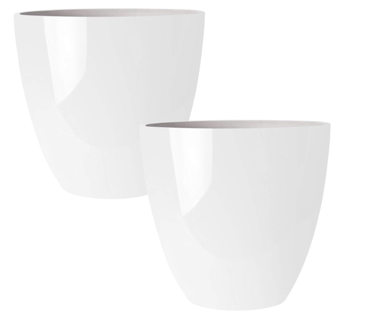 RUBBER BOND Plastic Plant Pots 2 Pack - Modern Indoor/Outdoor Planters for Home Decor - Weather-Resistant Large Flower Pots - Lightweight 22 Inches Tall Planters