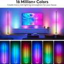 59" Smart LED Corner Floor Lamp, RGBICW Color Changing Ambient Lighting, App Control Music Sync Mood Light, Modern Dimmable Room Decor for Bedroom, Living Room, Gaming Setup, Black