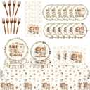 a Baby is Brewing Baby Shower Decorations, 98PCS Coffee Baby Shower Disposable Paper Plates Napkins Party Decorations, Coffee Themed Gender Reveal Tablecloth with Forks Decor Supplies Serve 24