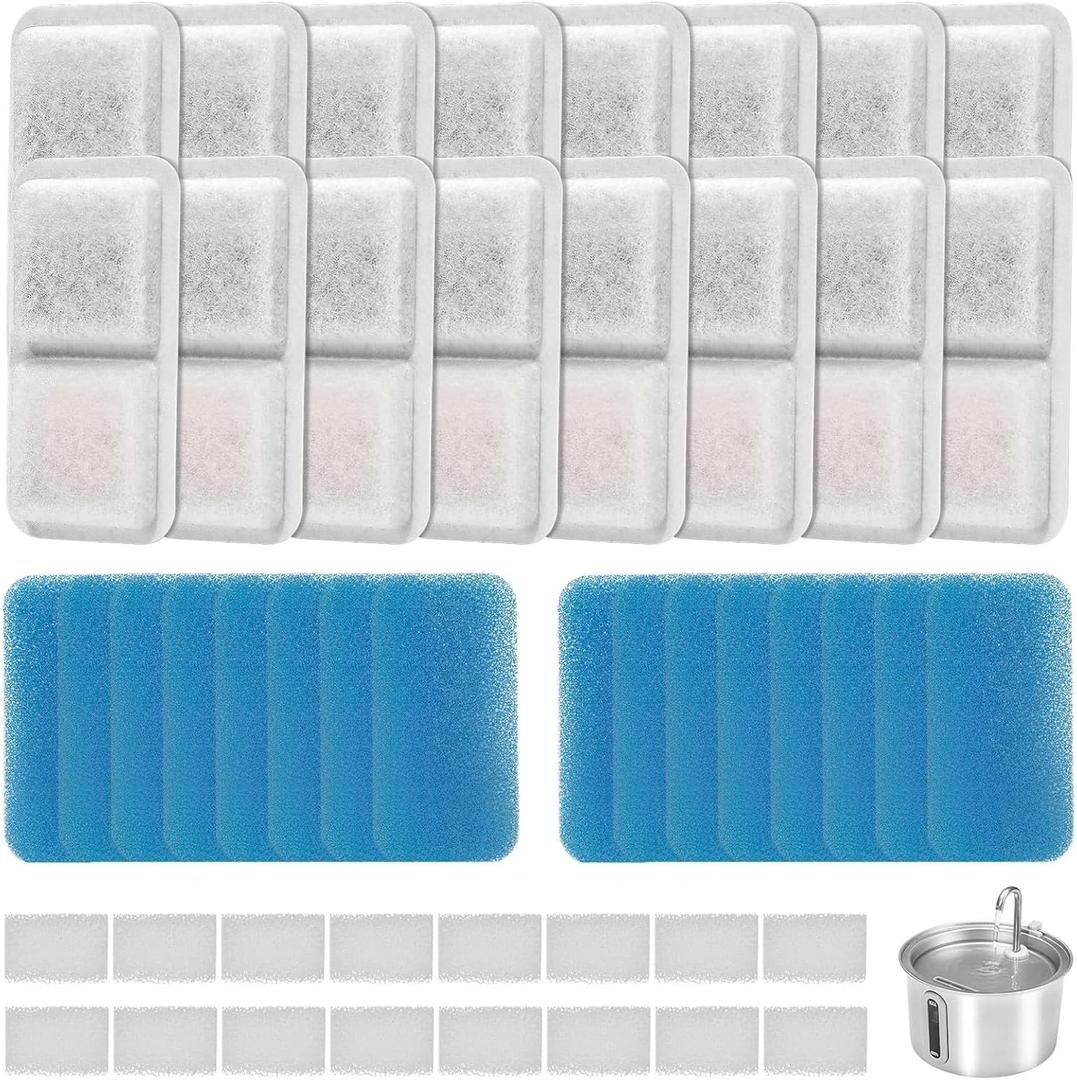 (16 Pack) Cat Water Fountain Filters Replacement Compatible With oneisall Cat Water Fountain, Cat Fountain Filters for 67oz/2L Stainless Steel Cat Fountain