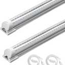 Barrina T8 LED Shop Light 4FT, 40W 5500LM 6500K, Clear Cover, Garage Lights Ceiling, V-Shape LED Light Fixture, Work Shop Lights for Garage, Warehouse, Basement, ETL Listed, 2 Packs