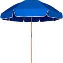 AMMSUN 7.5ft Heavy Duty High Wind Beach Umbrella Commercial Grade with Air Vent Ash Wood Pole & Carry Bag UPF 50+ Sun Protection for Patio Garden Pool Backyard Blue