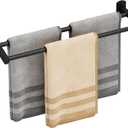 Black Double Towel Bar, Hand Towel Rack for Bathroom Wall Mounted Towel Hanger, Matte Black Bath Towel Rod,20 Inch