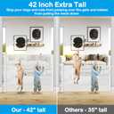 42 Inch Extra Tall Retractable Baby Gates with Reinforced Strips 55 Inch Wide Outdoor Retractable Dog Gate No Sag Extra Tall Baby Gate for Doorway Anti-Scratch Mesh Gates for Kids or Pets, White
