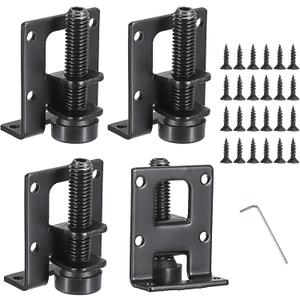 OwnMy 4 Packs Adjustable Furniture Leveling Feets L Shaped Furniture Levelers Legs, Heavy Duty Furniture Mounting Brackets Metal Leveling Feet for Workbench Cabinet Wardrobe, 2.2" H, Black