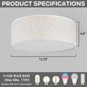 Luupyia 3-Lights Drum Ceiling Light Fixture 12.6 Inches, Vintage Unique Semi Flush Mount Ceiling Lighting with Fabric Drum Shade, Farmhouse Chandeliers for Bedroom, Hallway, Entry, Foyer E26 60W
