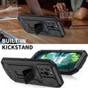 iPhone 13 Metal Case with Screen Protector Kickstand Camera Slide Cover - Heavy Duty Military Sturdy Armour Shockproof for Man (Black)