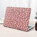 Seorsok Compatible with MacBook Air 13 Inch Case 2022 2021 2020-2018 Release A1932 A2179 M1 A2337,Elegant Leopard Grain Leather Plastic Hard Shell Case with Keyboard Cover,Pink