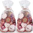 Nuanchu 2 Pack Decorative Balls Potpourri Bowl Filler Decor Natural Vase Bowl Filler Assorted Spherical Rattan Twigs Wicker Balls for Home Decor Centerpiece, No Scent(Pink Series,Rustic Style)