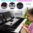 TERENCE Keyboard Piano 61 Keys Dual HiFi Speakers Digital Piano with 51 Panel Function Buttons LED Display Dual Keyboard 2 Power Options Electric Piano Support for Headset and Microphone