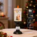 Christmas Snow Globe Candles, Battery & USB Powered, Glitter Christmas Flameless Candles with 8 Music, Home Party Nativity Night Decoration (Santa Claus, Multicolor)