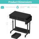 Small Portable Rolling Standing Desk - 32 Inch Adjustable Mobile Stand Up Gaming Desks with 2 Fabric Drawers on Wheels, Couch Sofa Side Laptop Table with Storage for Home Office, Black, 31.5"