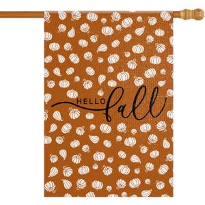 Dreamxiang Fall Garden Yard Flag 28 x 40 Inch Outside Double Sided Burlap Pumpkin Welcome Flag Farmhouse Holiday Patio Lawn House Outdoor Decorations