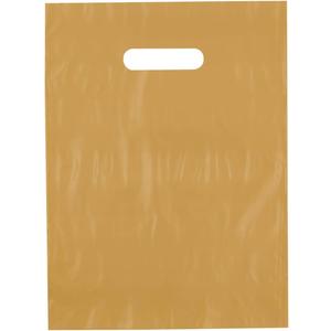 9x12 Gold Die Cut Handle Plastic Shopping Bags 100/cs
