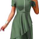 ZAFUL Women's Rash Guard Short Sleeve 2 Piece Modest Swim Dress with Shorts, Large
