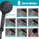 GwernKB Handheld Shower Head with on off Switch&Built-in Power Spray,7-Setting High Pressure Spray Shower Wand with 79in Long Hose&Bracket and Extra Adhesive Shower Holder for Lower Mount,Black