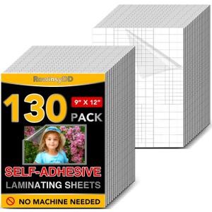 130 PCS Self-Adhesive Laminating Sheets, 9 x 12 Inches Clear Laminating Sheets No Machine Needed Self Sealing Laminate Sheets