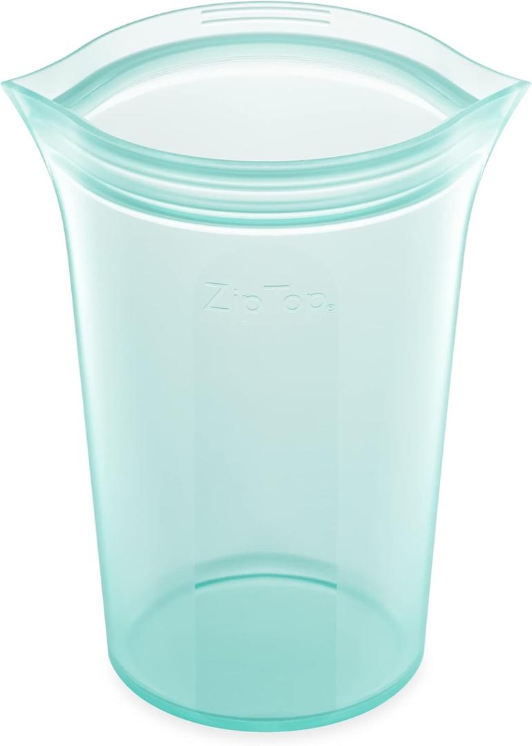 Zip Top Reusable Food Storage Bags | Large Cup [Teal] | Silicone Meal Prep Container | Microwave, Dishwasher and Freezer Safe | Made in the USA