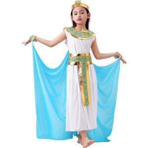 Cleopatra Costume Kids Girls: Egyptian Costume Kids - Cleopatra Dress with Accessories for Halloween Carnival Cosplay (Large, White)